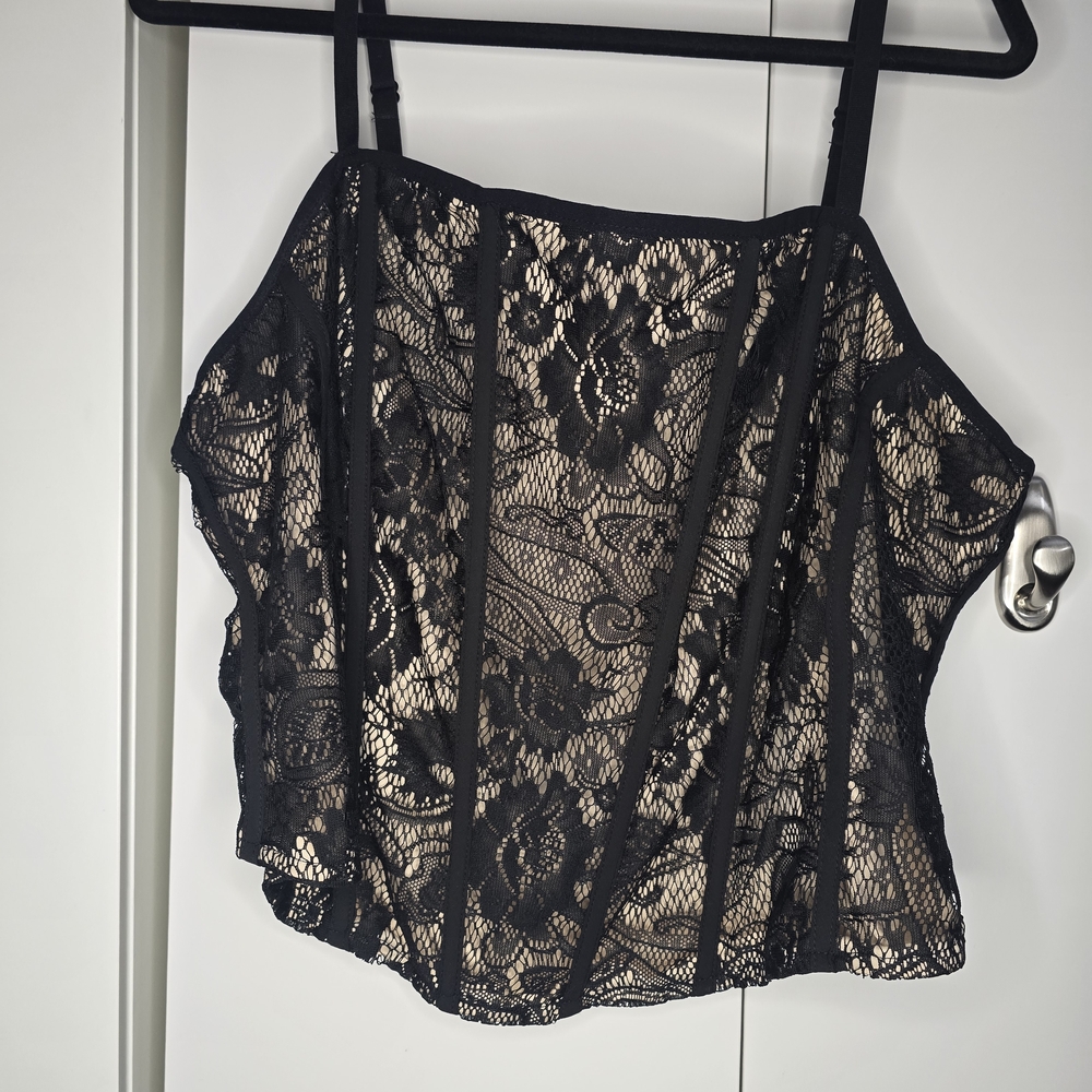 Torrid Black Floral Lace Camisole